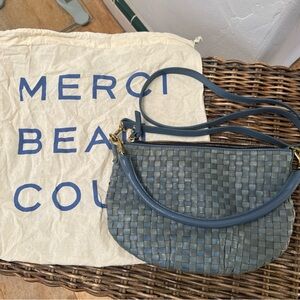 Clare V Petit Moyen Blue Woven checker Women's Bag